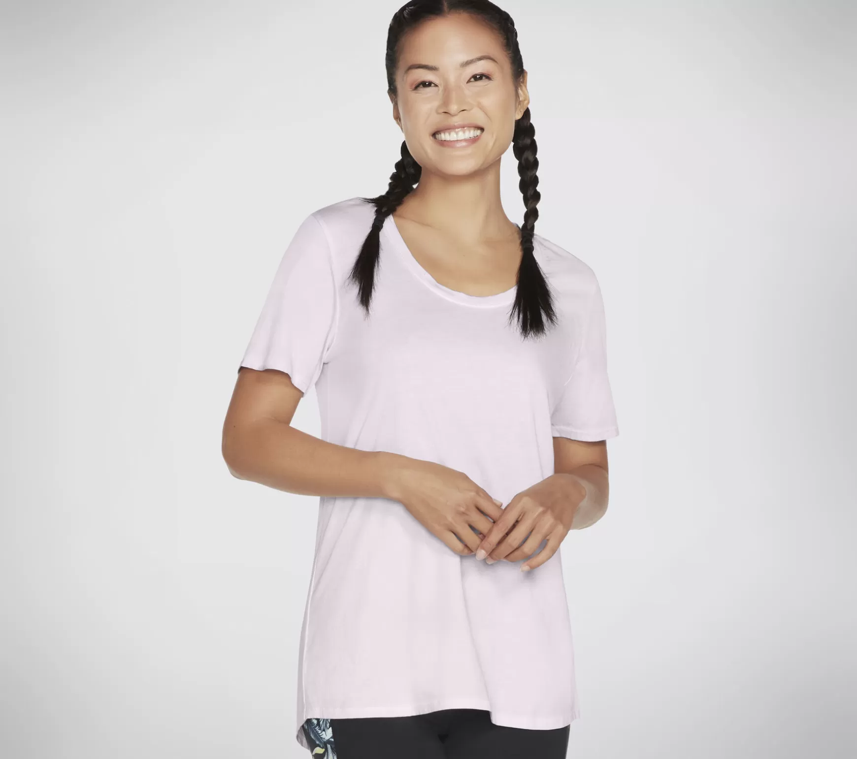 Diamond Wash Hatha Scoop Neck Tunic Tee | Skechers Store