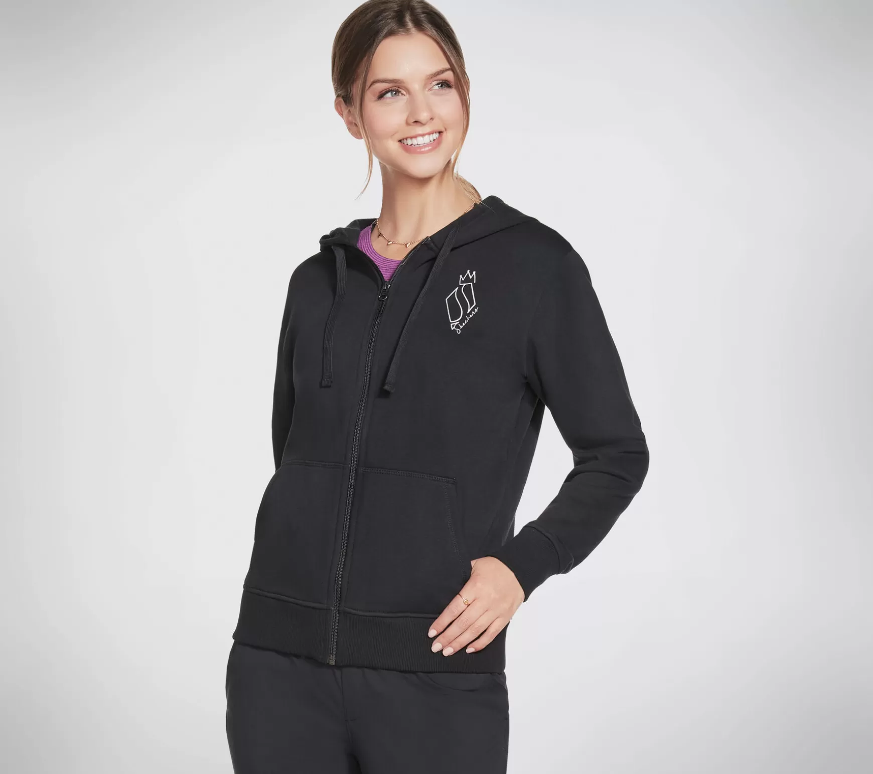 Apparel Diamond Crown Front Zip Hoodie | Skechers Fashion